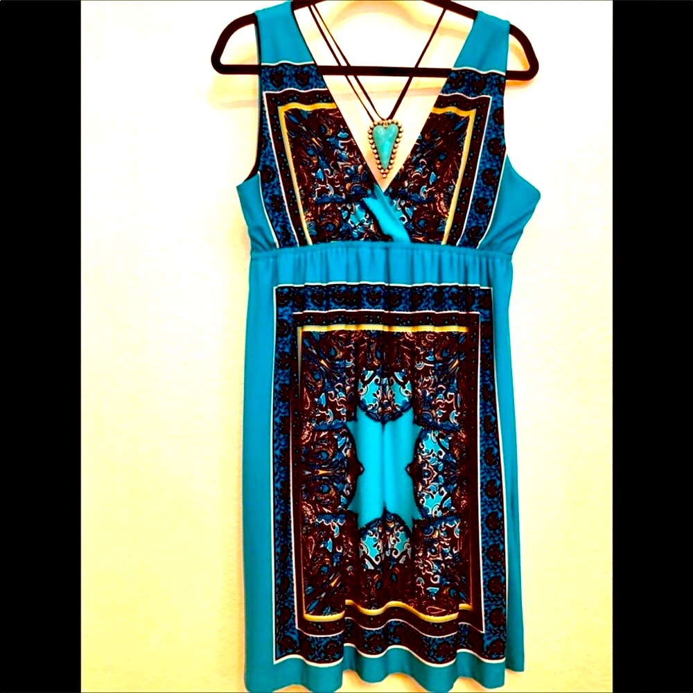 BLACK TURQUOISE SHORT TANK DRESS 16  LONG TOP  SWIM COVER 🎉HOST PICK